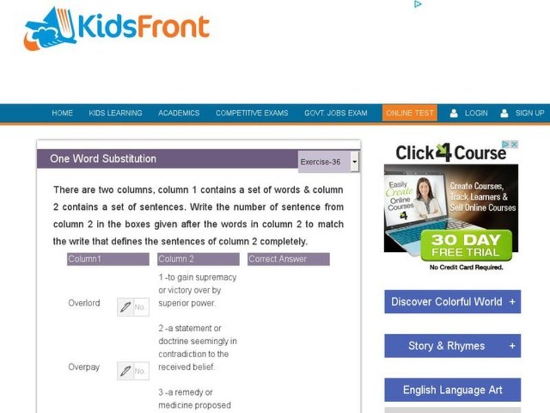 One Word Substitution 36 Interactive