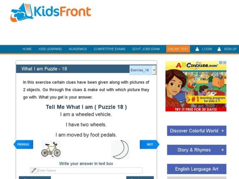 What I am Puzzle - 18 Interactive