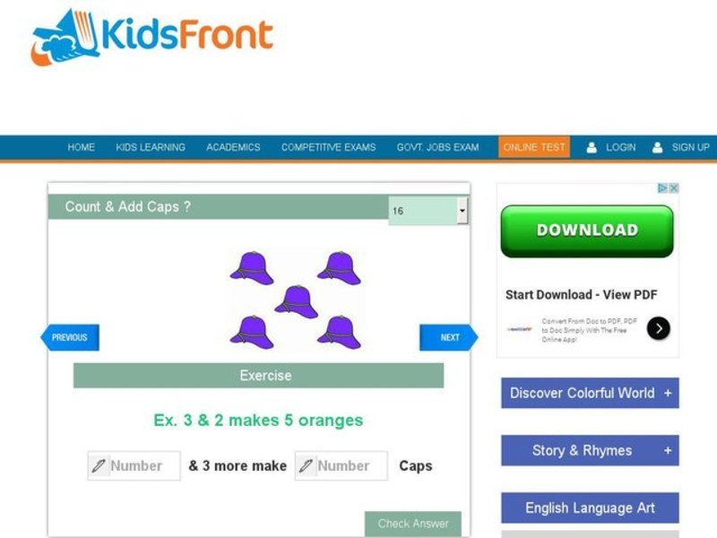 Count and Add Caps Interactive