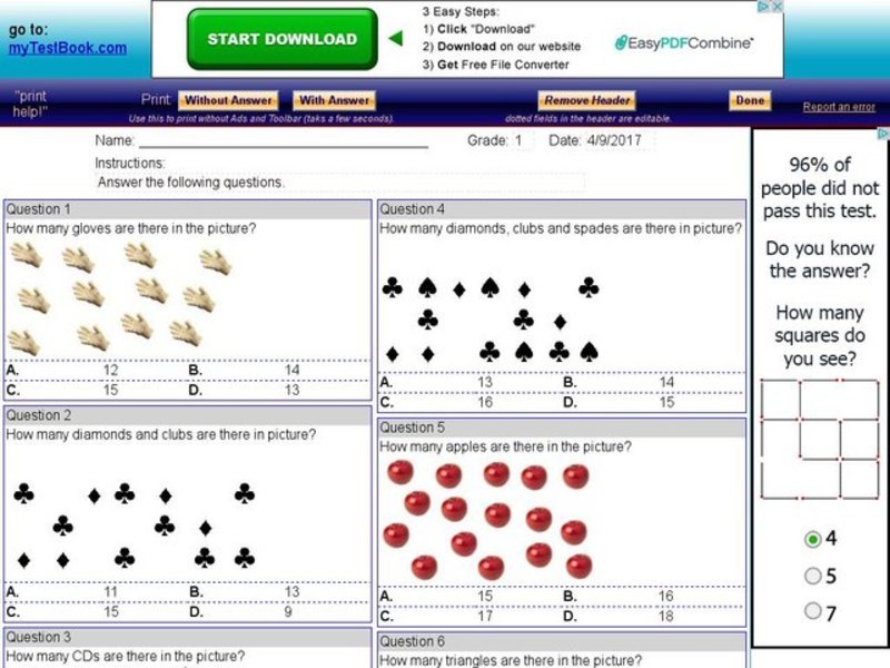 My Test Book: Counting Skills Interactive