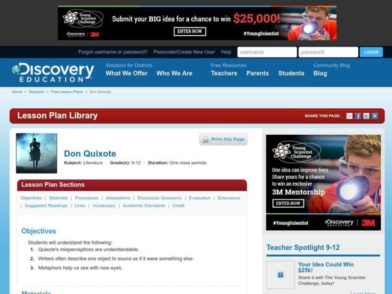 Don Quixote Lesson Plan