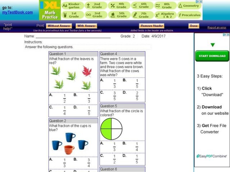 My Test Book: Fractionsï»¿ 2 Interactive
