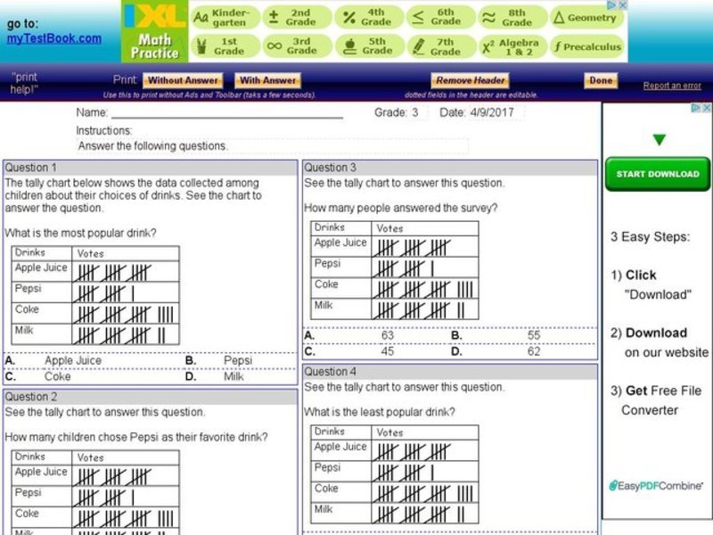 My Test Book: Tally Charts Interactive