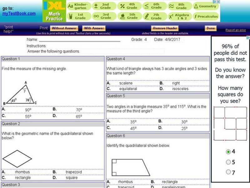 Shapes and Angles Interactive