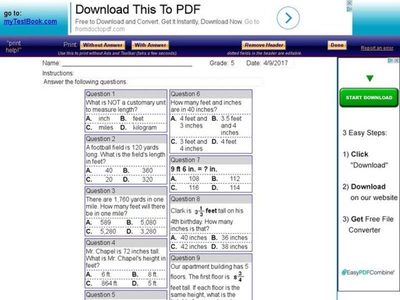 Using Customary Units of Length Interactive