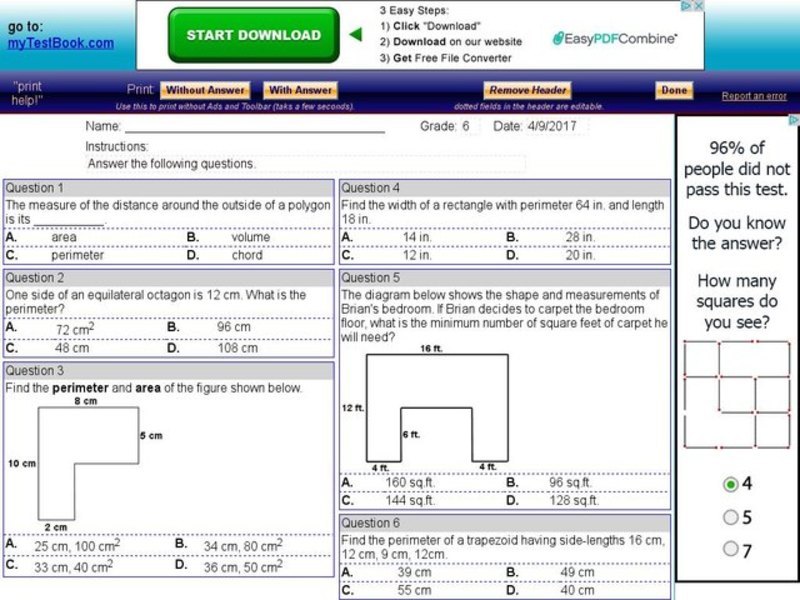 My Test Book: Geometry Skills 2 Interactive