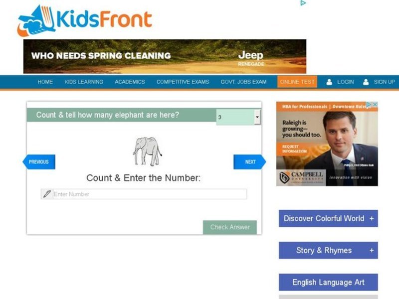Count and Tell How Many 1 Interactive