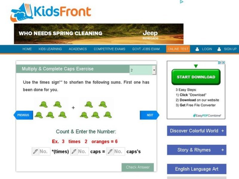Multiply & Complete Caps Exercise 2 Interactive