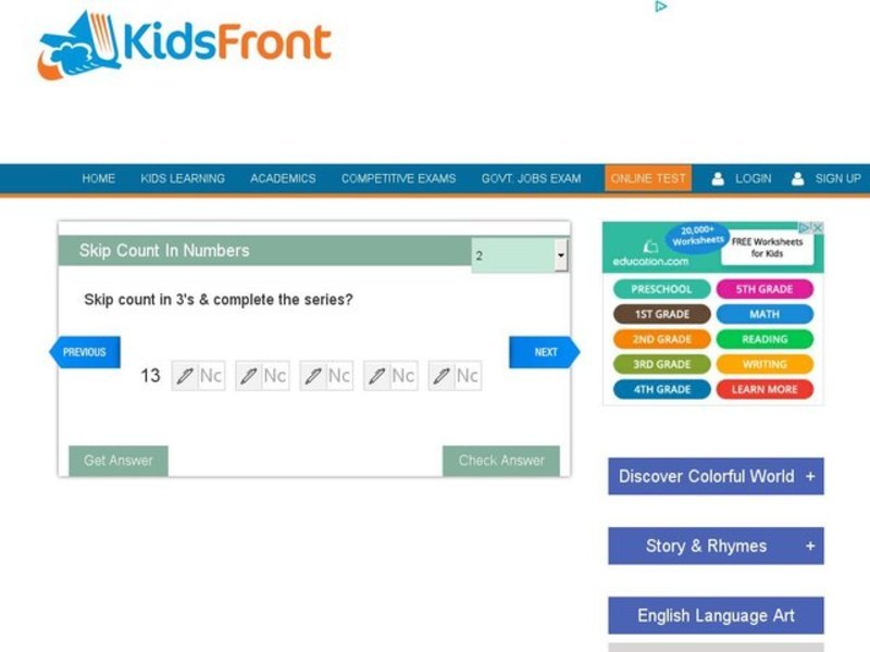 Skip Count By Threes #2 Interactive