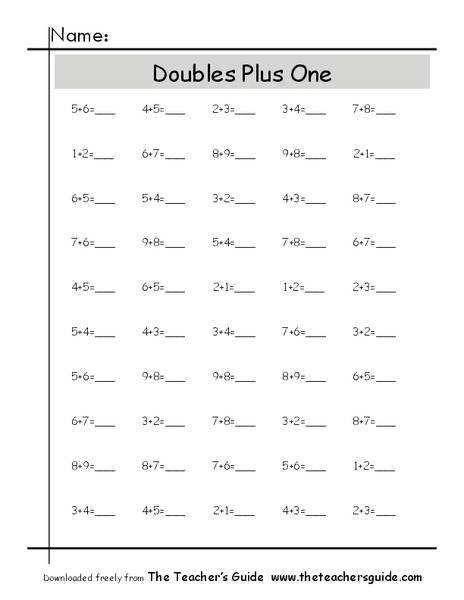 Doubles Plus One Worksheet