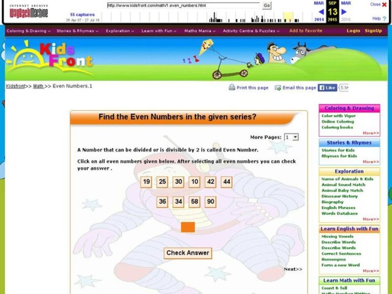 Find the Even Numbers 1 Interactive