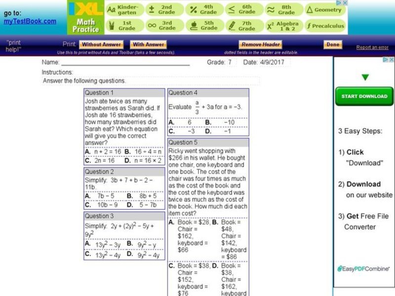 Solving Algebraic Problems Interactive