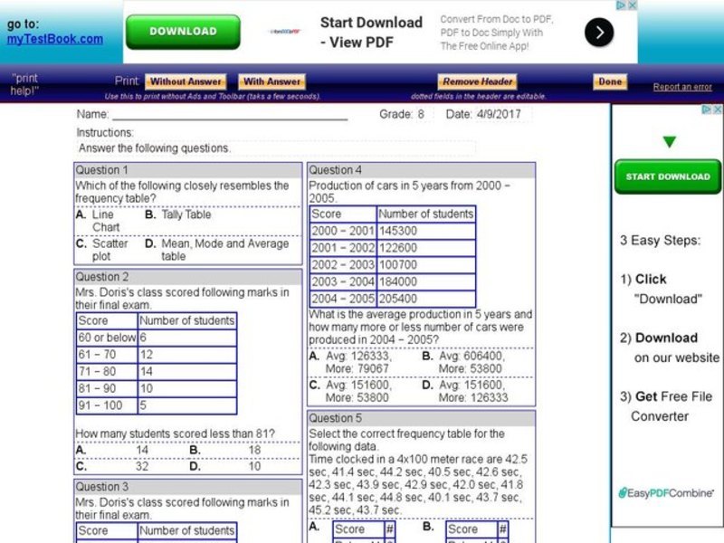 Working with Frequency Tables Interactive