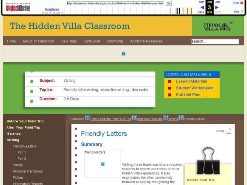 Friendly Letters: Interactive Writing Project Unit Plan