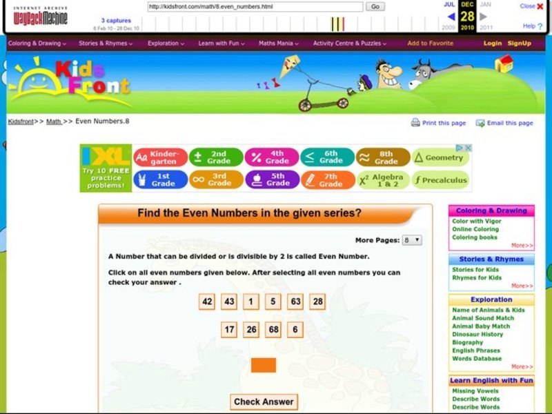 Find the Even Numbers 8 Interactive