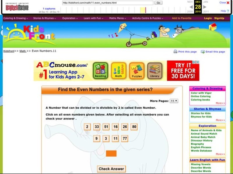Find the Even Numbers Interactive