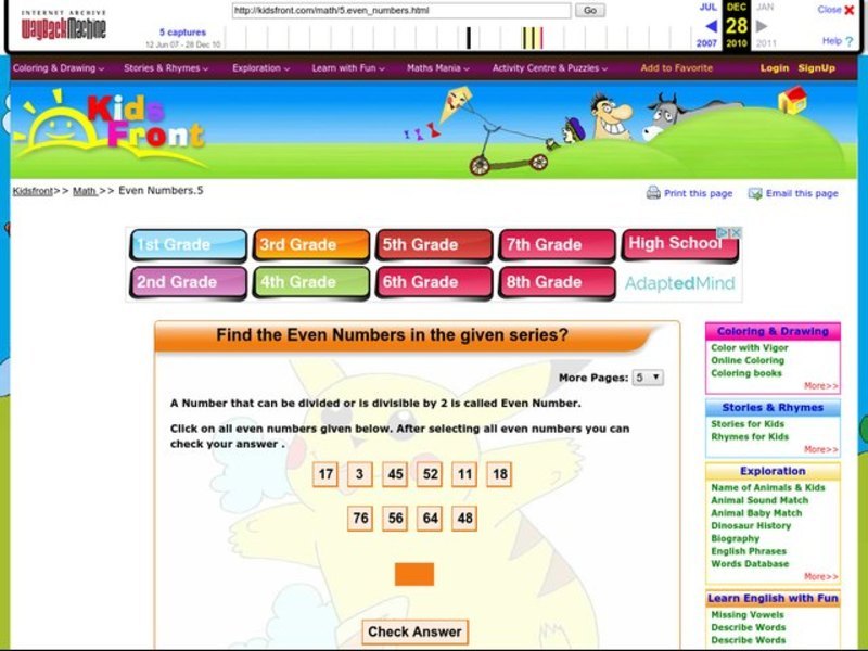 Find the Even Numbers 5 Interactive