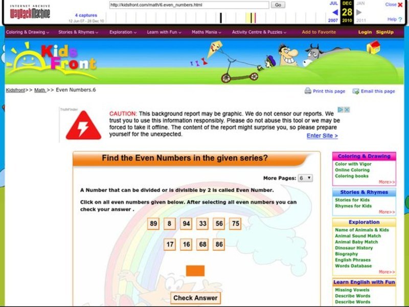 Find the Even Numbers 6 Interactive