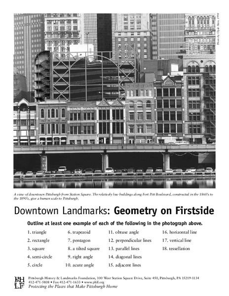 Downtown Landmarks: geometry on Firstside Worksheet