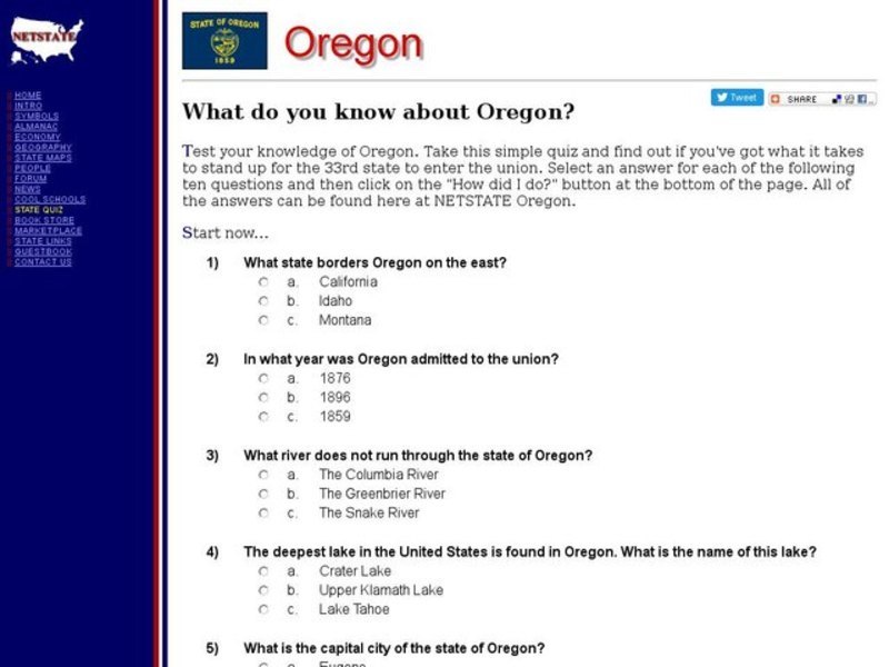 What Do You Know About Oregon? Interactive