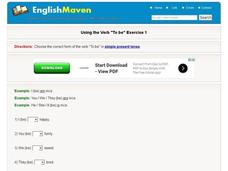 Using the Verb "to be" Exercise 1 Interactive
