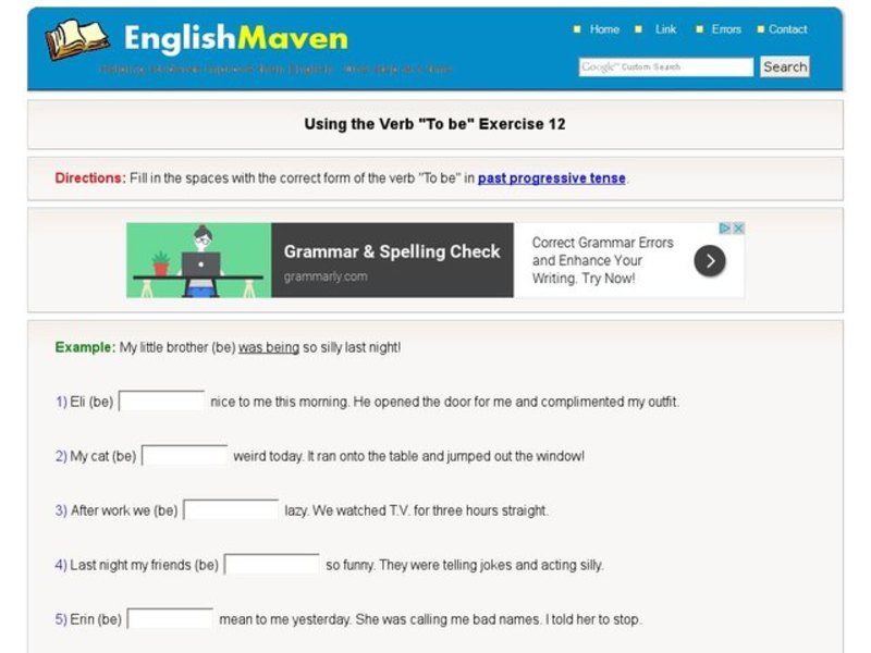 Using the Verb "To be" Exercise 12 Interactive