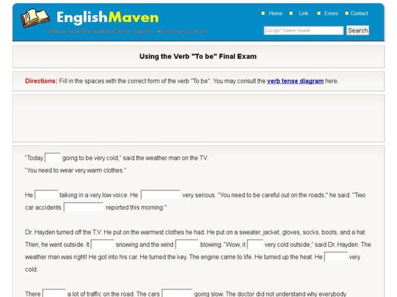 Using the Verb "to be" Final Exam Interactive