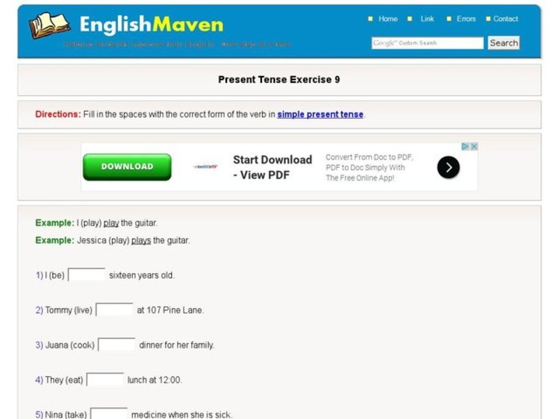 Simple Present Tense 9 Interactive