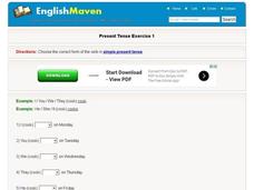Present Tense Exercise 1 Interactive