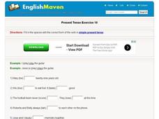Present Tense Exercise 10 Interactive