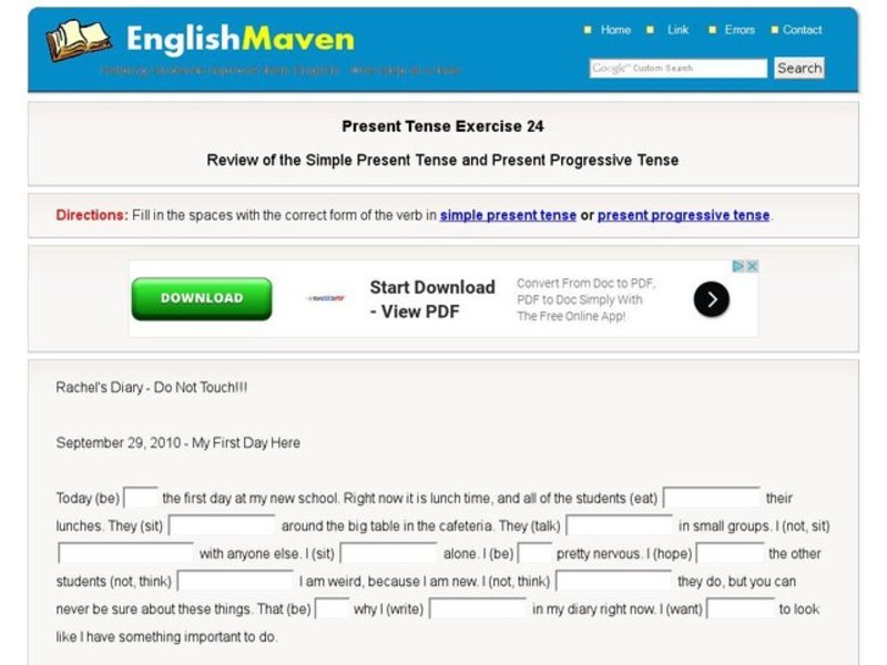 Present Tense Exercise 24 Interactive