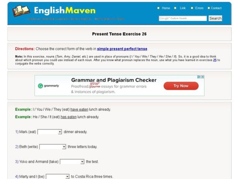 Present Tense Exercise 26 Interactive