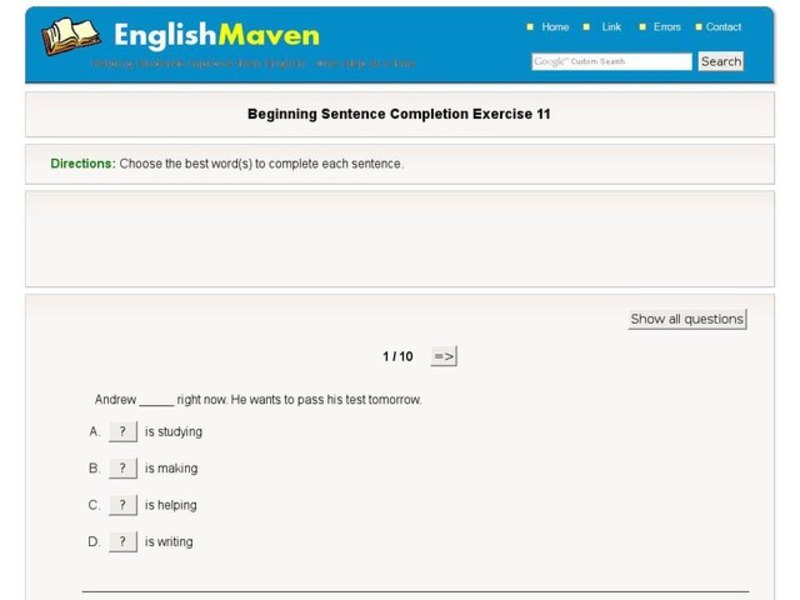 First sentence completion: 11 Interactive