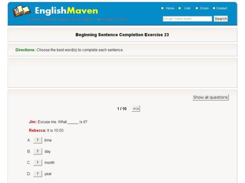 Beginning Sentence Completion: 23 Interactive
