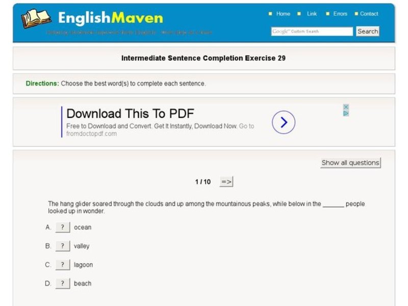 Intermediate Sentence Completion Exercise 29 Interactive