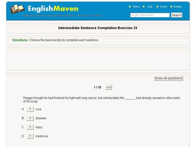 Intermediate sentence completion: 33 Interactive