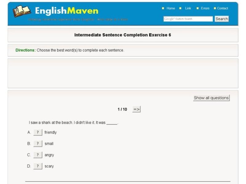Intermediate Sentence Completion Exercise 6 Interactive