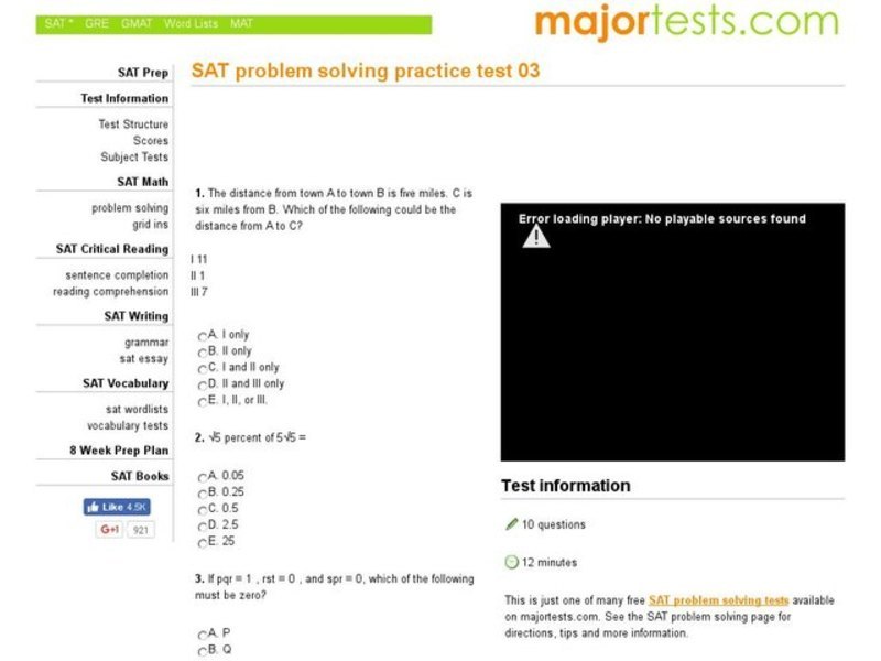 SAT Problem Solving Practice Test 03 Interactive