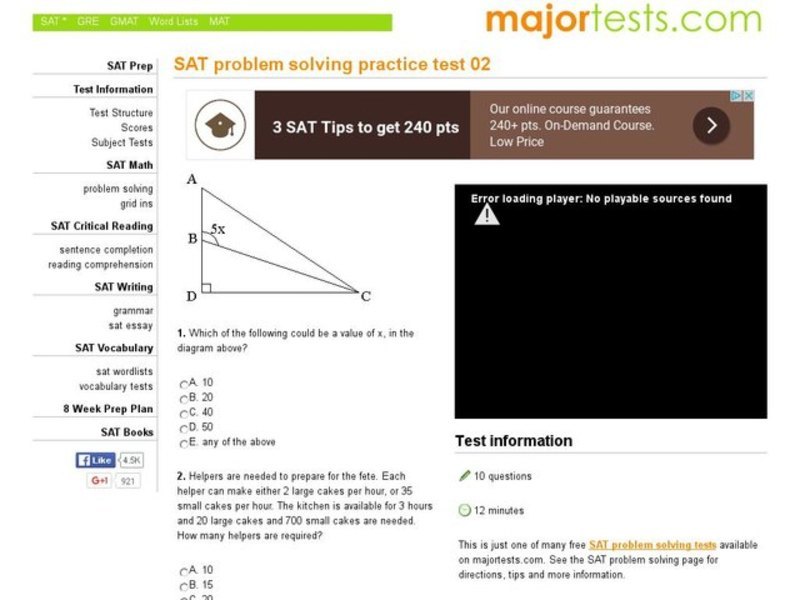 SAT Problem Solving Practice Test 02 Interactive