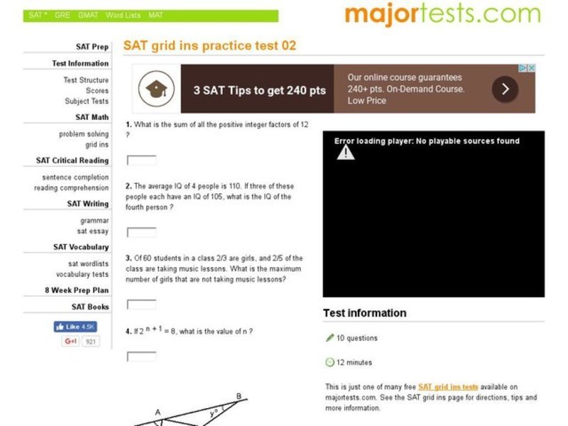 SAT grid ins practice test 02 Interactive
