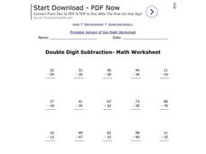 Double Digit Subtraction Worksheet