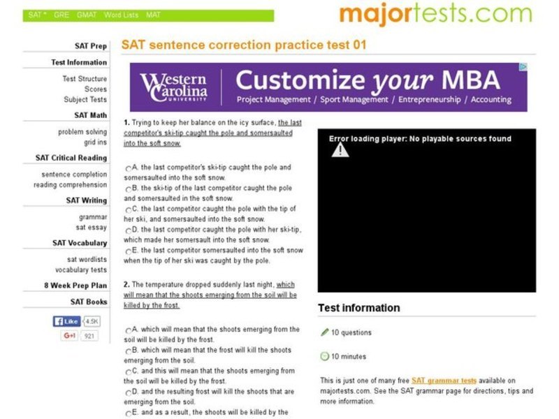 SAT Sentence Correction Practice Test 01 Interactive