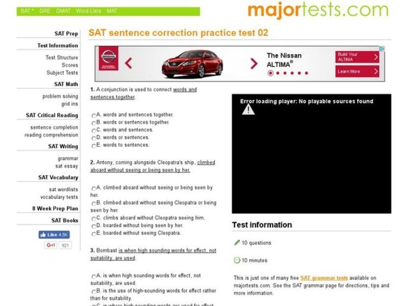SAT Sentence Correction Practice Test 02 Interactive