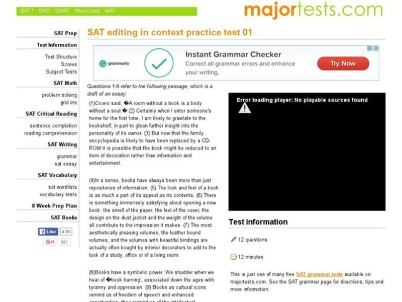 SAT Editing in Context Practice Test 01 Interactive
