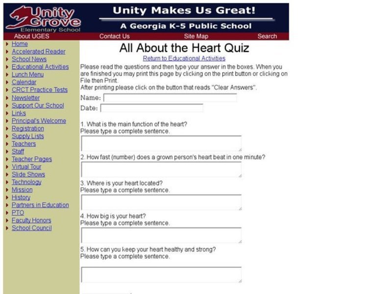 All About the Heart Quiz Interactive
