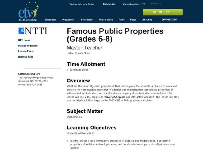 Famous Public Properties Lesson Plan