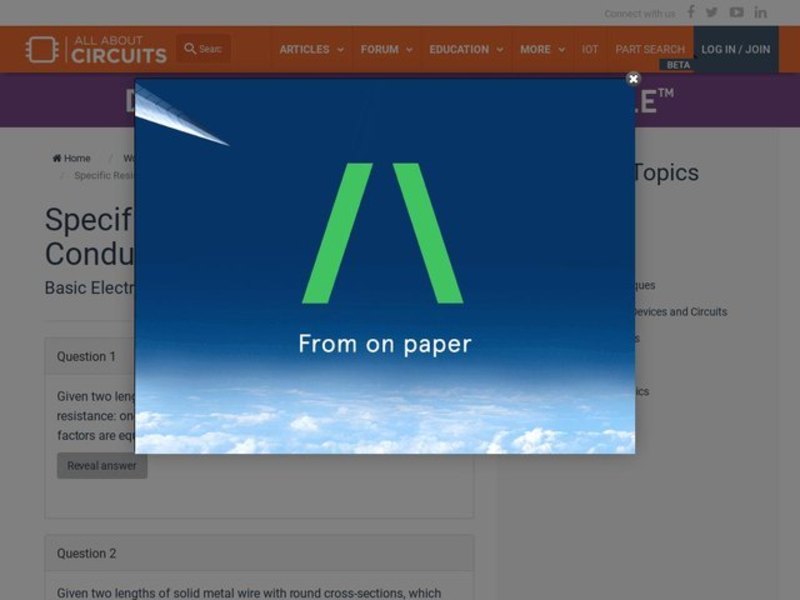 Specific Resistance of Conductors Interactive