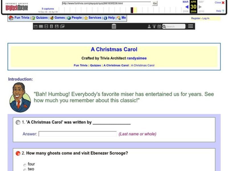 A Christmas Carol Quiz Worksheet