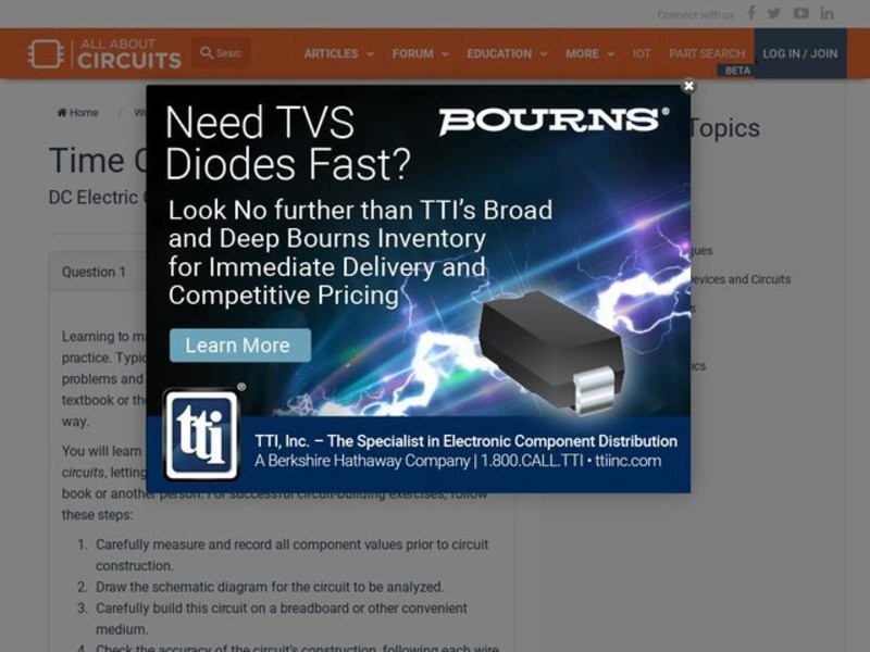 Time Constant Calculations Interactive