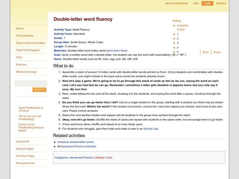 Double-letter Word Fluency Lesson Plan